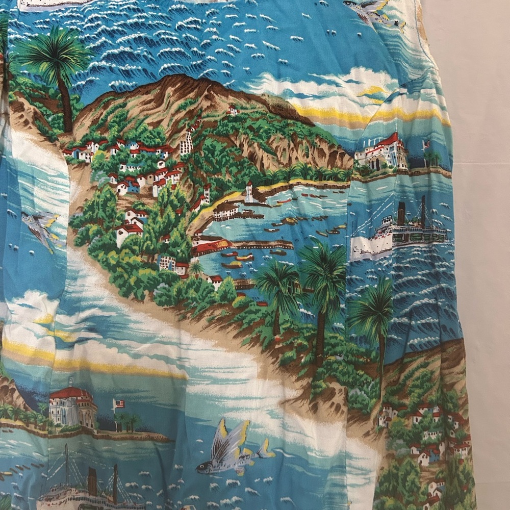 Catalina Island Print Sleeveless Short Sundress Sz L - Picture 8 of 10